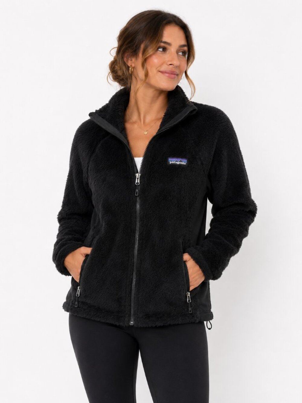 Patagonia R2 Polartec High Loft Hooded Fleece Jacket Black Women’s M